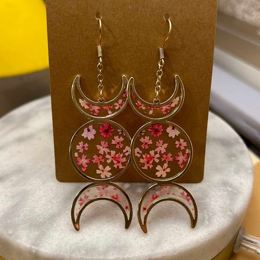 Moon & flowers Earrings